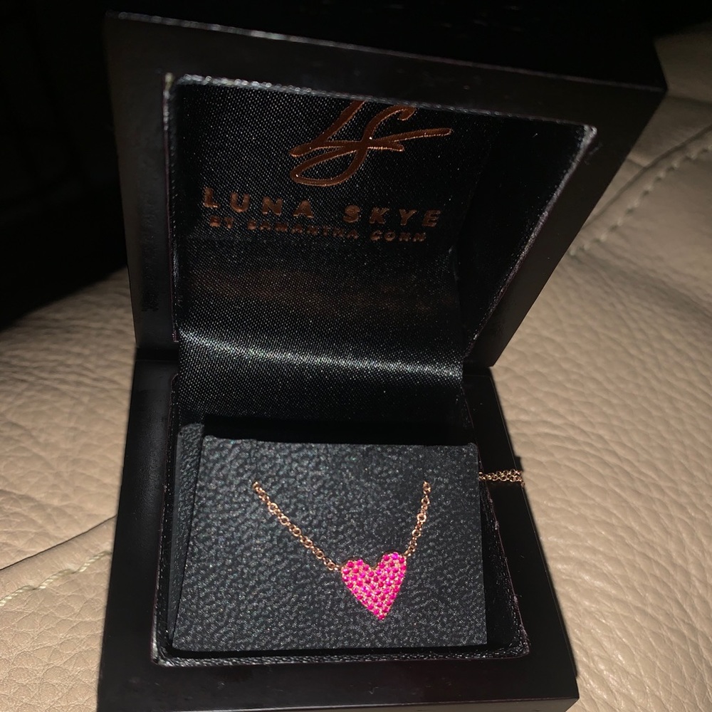 Luna Skye 14karat Rose  Gold Ruby Heart Necklace